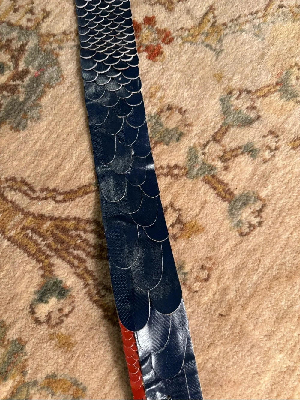 Y2K Vintage 1980’s Macaw Handcrafted Parrot Head Leather Belt in Navy